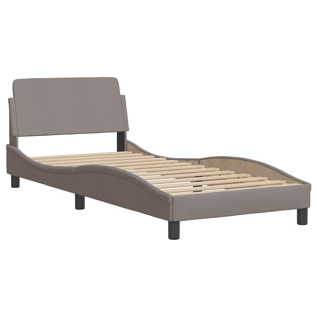 vidaXL Κρεβάτι με Στρώμα Hvar Taupe 90x190 εκ.Υφασμάτινο