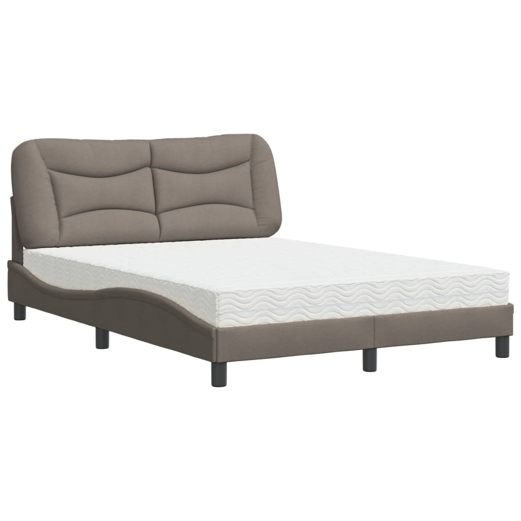 vidaXL Κρεβάτι με Στρώμα Hvar Taupe 120x200 εκ. Υφασμάτινο