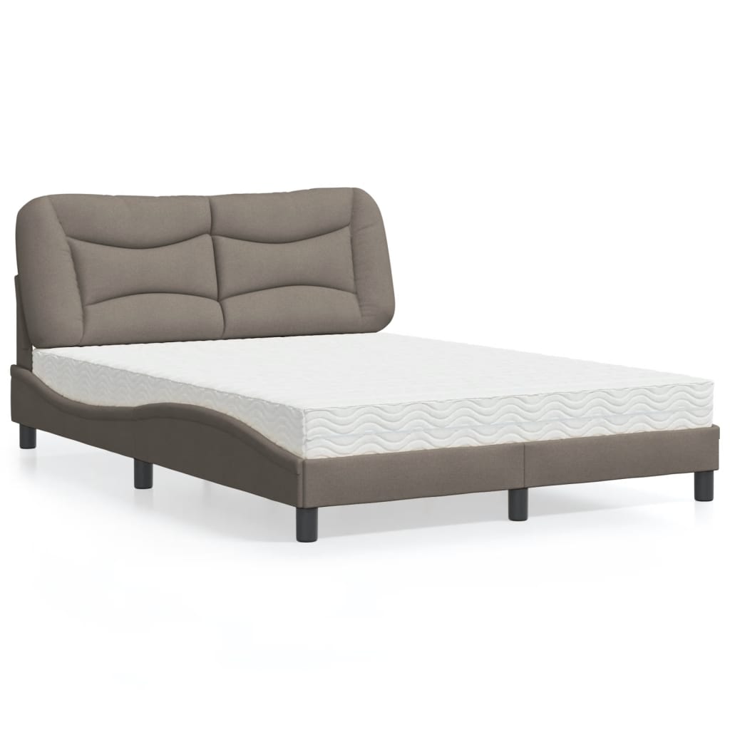vidaXL Κρεβάτι με Στρώμα Hvar Taupe 120x200 εκ. Υφασμάτινο