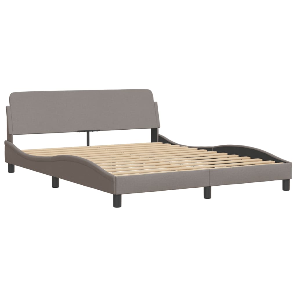 vidaXL Κρεβάτι με Στρώμα Hvar Taupe 160x200 εκ. Υφασμάτινο
