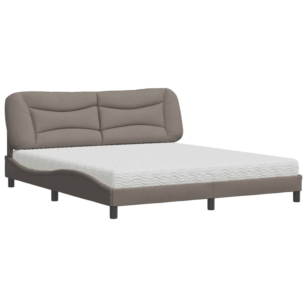 vidaXL Κρεβάτι με Στρώμα Hvar Taupe 180x200 εκ. Υφασμάτινο