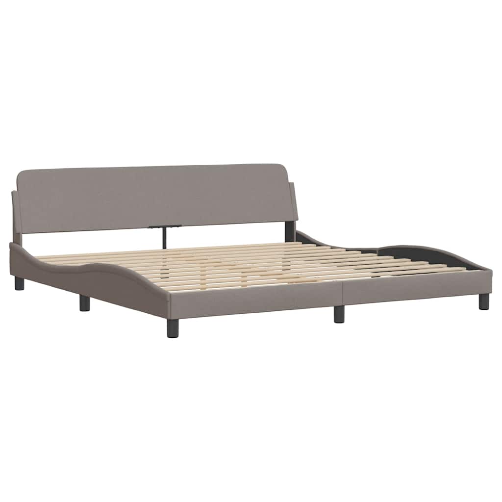 vidaXL Κρεβάτι με Στρώμα Hvar Taupe 200x200 εκ. Υφασμάτινο