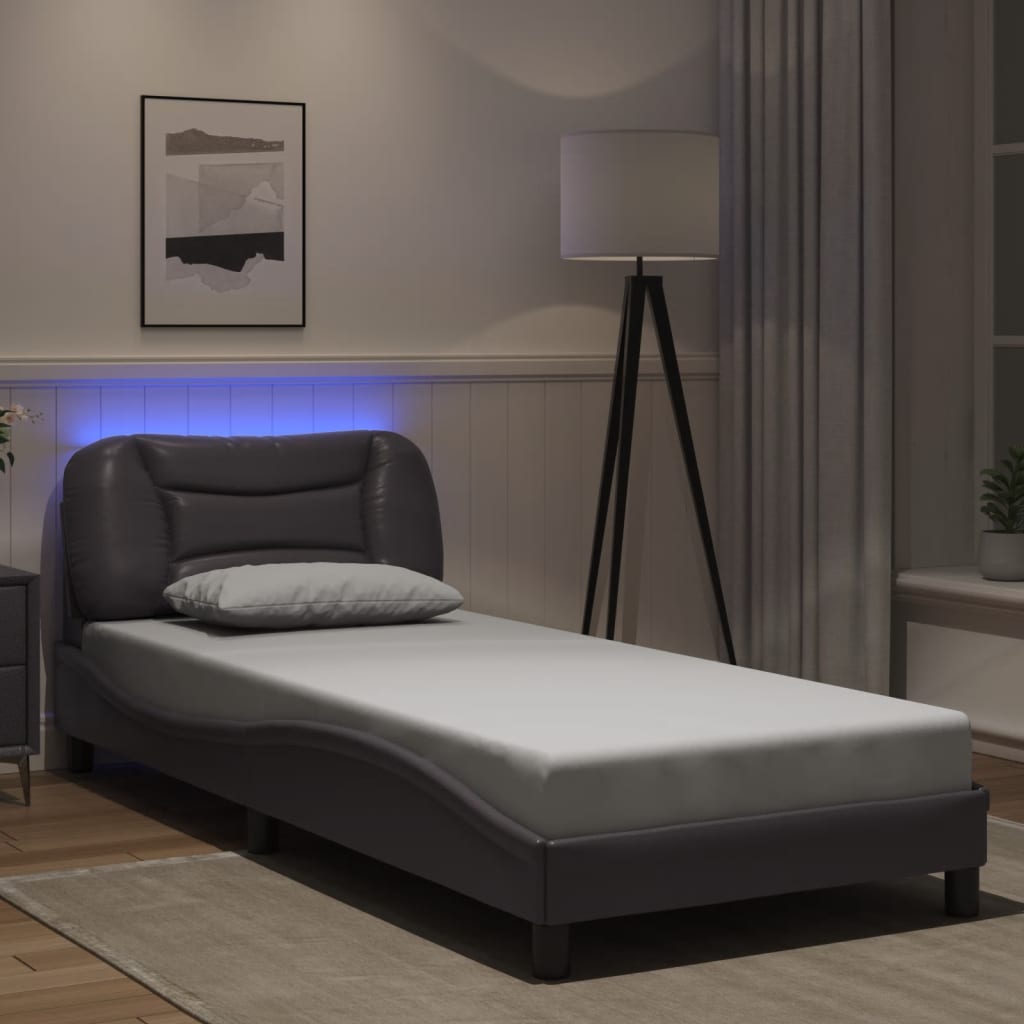 vidaXL Πλαίσιο κρεβατιού με LED χωρίς στρώμα Hvar Γκρι 80x200 εκ.
