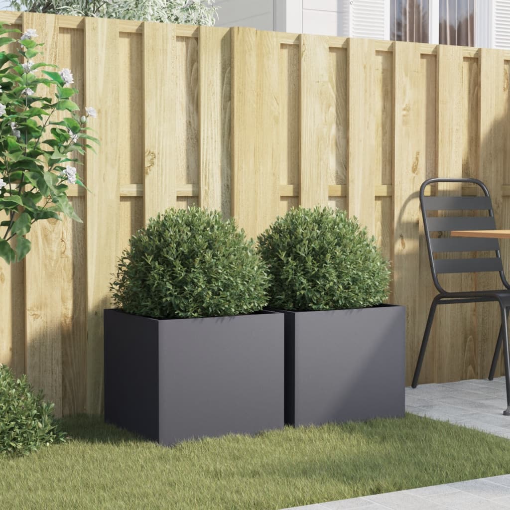 vidaXL Ζαρντινιέρες 2 τεμ. Ανθρακί 42x40x39εκ. από Χάλυβα