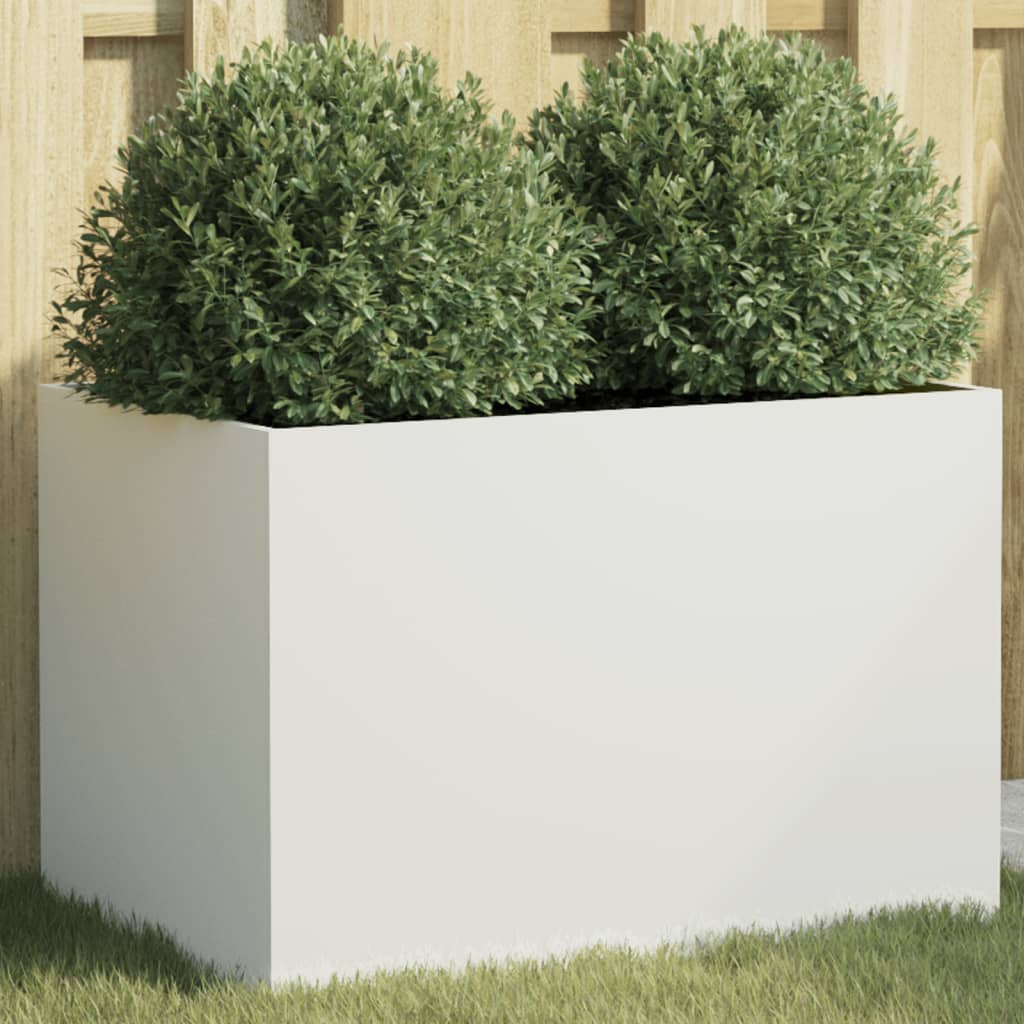 vidaXL Ζαρντινιέρα Λευκή 62x30x29 εκ. από Χάλυβα