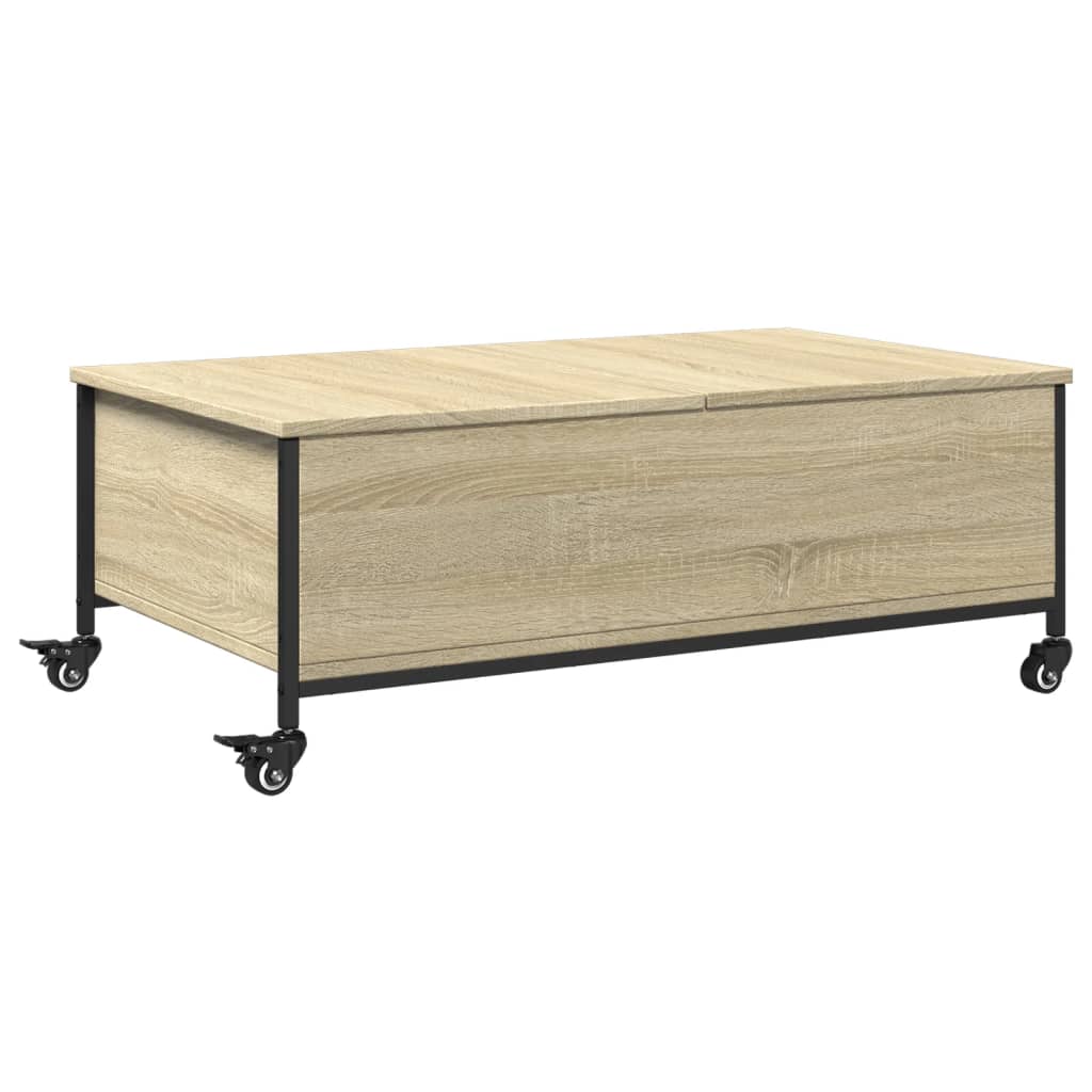 vidaXL Τραπεζάκι Σαλονιού Ροδάκια Sonoma Δρυς 91x55x34 εκ. Επεξ. Ξύλο