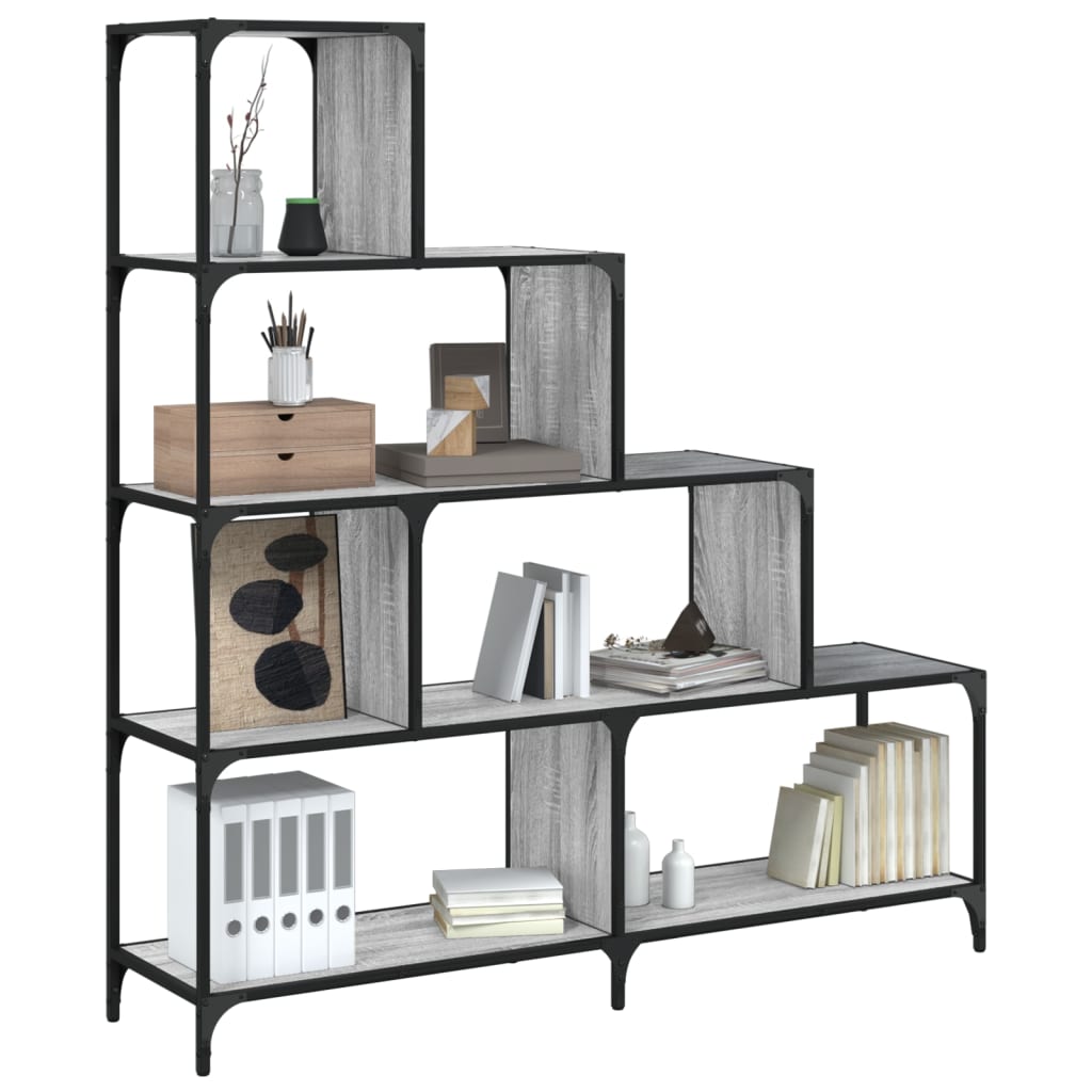 vidaXL Βιβλιοθήκη Σκάλα 4 Ράφια Γκρι Sonoma 139x33,5x149 εκ Επεξ. Ξύλο