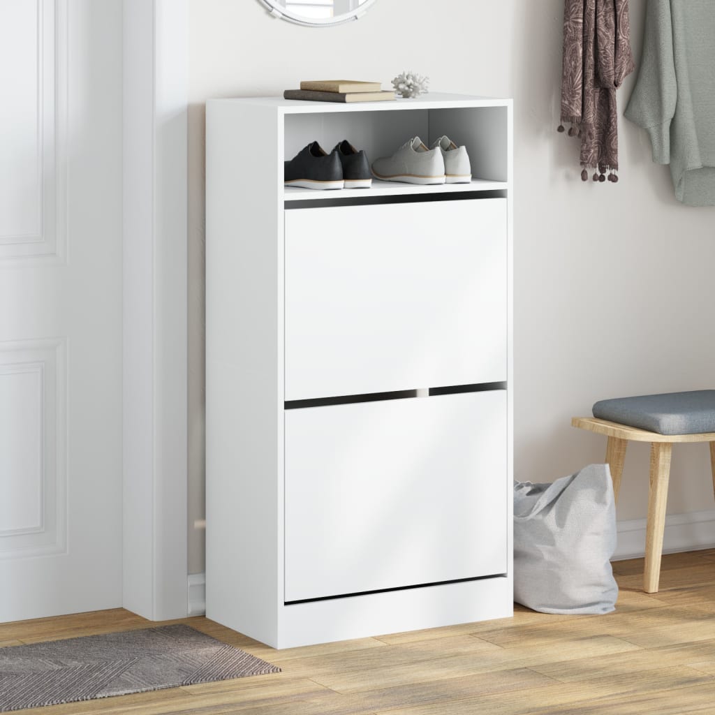 vidaXL Παπουτσοθήκη Λευκή 60 x 34 x 116 εκ. από Επεξεργασμένο Ξύλο