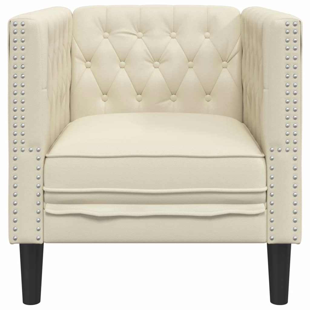 vidaXL Καναπές Chesterfield Καρέκλα Cream Faux Leather