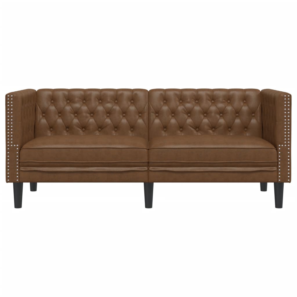 vidaXL Καναπές Chesterfield 2-θέσιος Καφέ δέρμα Faux Suede καφέ