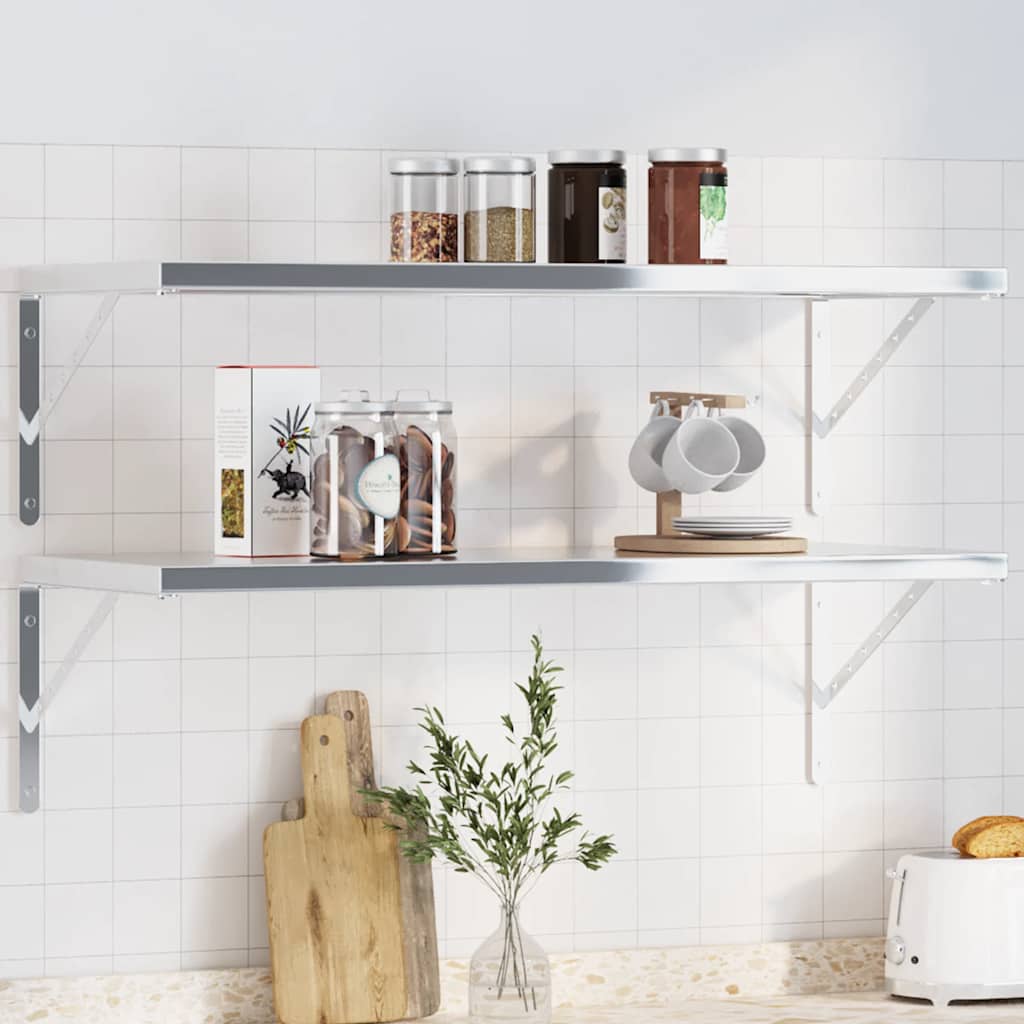 vidaXL Στηρίγματα Ραφιών 4 Τεμ. Ασημί 40x2,5x25 εκ. Ανοξείδωτο Ατσάλι