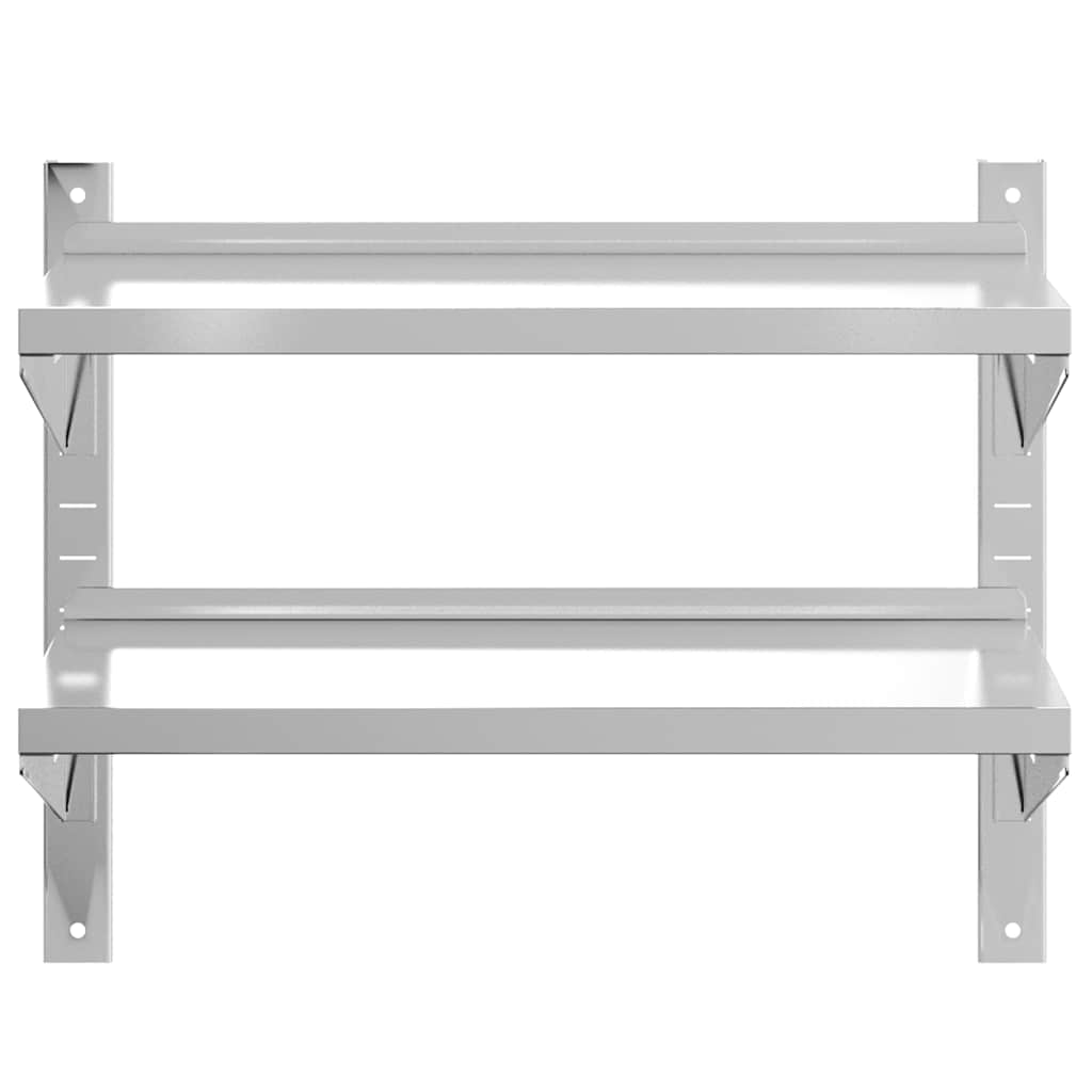 vidaXL Ράφι Τοίχου 2 Επιπ. Ασημί 75x40x60 εκ. Ανοξείδωτο Ατσάλι