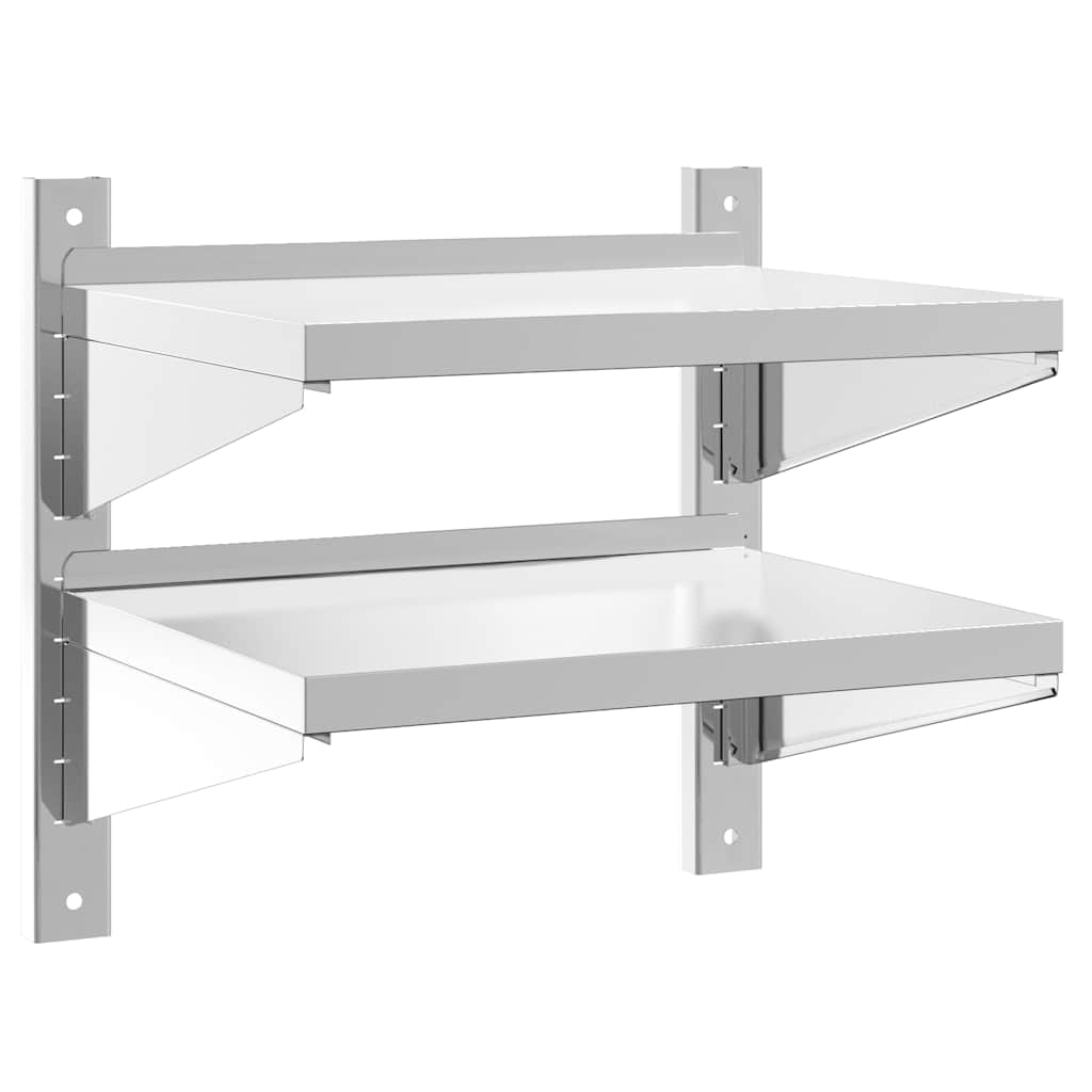 vidaXL Ράφι Τοίχου 2 Επιπ. Ασημί 50x40x48 εκ. Ανοξείδωτο Ατσάλι
