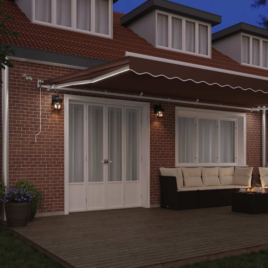 vidaXL Ηλεκτρική τέντα με LED και αισθητήρα 6 x 3 m Καφέ
