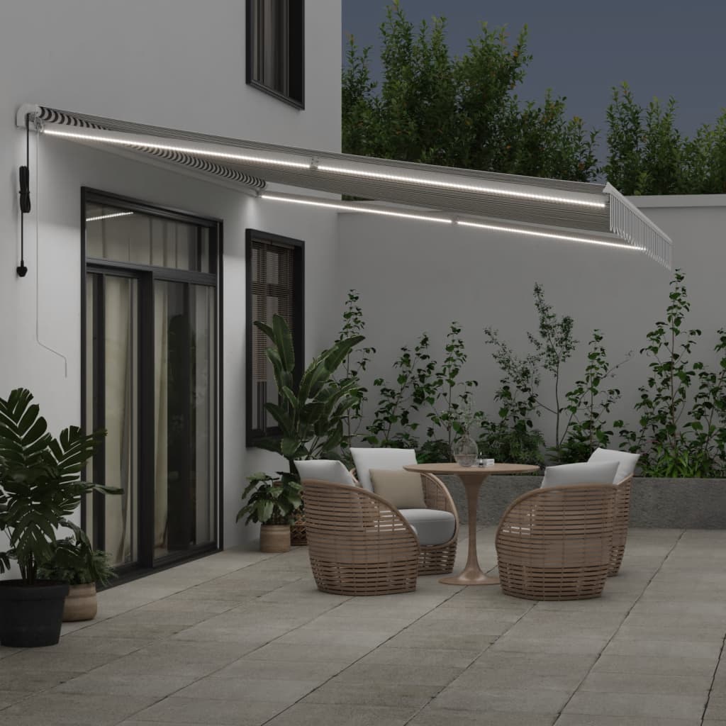 vidaXL Ηλεκτρική τέντα με LED και αισθητήρα 5 x 3,5 m