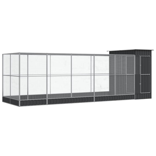 vidaXL Κλουβί με Επέκταση Ασημένιο 623x203x216 εκ. Ατσάλινο