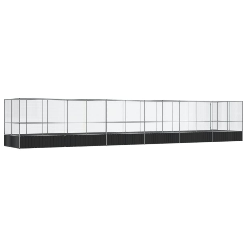 vidaXL Κλουβί με Επέκταση Ασημένιο 1246x207x212 εκ. Ατσάλινο