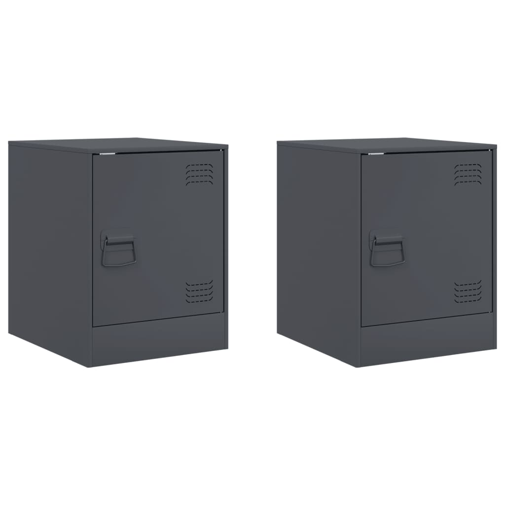 vidaXL Κομοδίνα 2 τεμ. Ανθρακί 34,5 x 39 x 44 εκ. από Χάλυβα