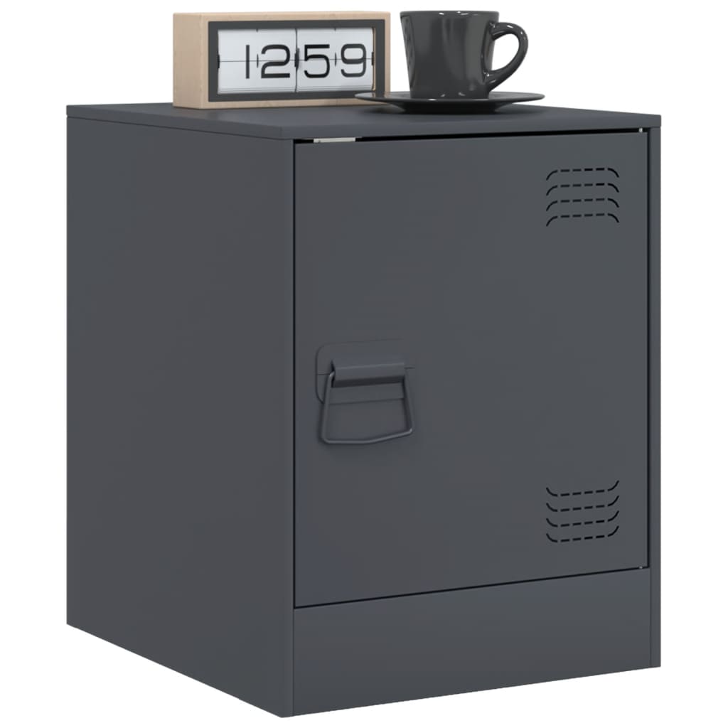vidaXL Κομοδίνα 2 τεμ. Ανθρακί 34,5 x 39 x 44 εκ. από Χάλυβα