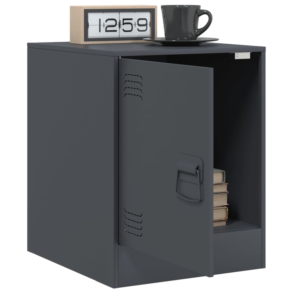 vidaXL Κομοδίνα 2 τεμ. Ανθρακί 34,5 x 39 x 44 εκ. από Χάλυβα
