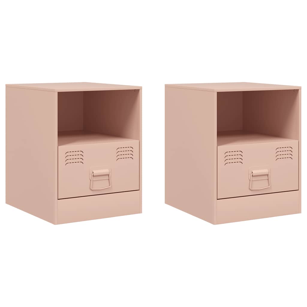 vidaXL Κομοδίνα 2 τεμ. Ροζ 34,5 x 39 x 44 εκ. από Χάλυβα