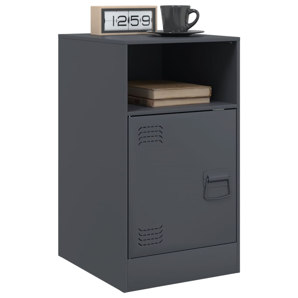 vidaXL Κομοδίνα 2 τεμ. Ανθρακί 34,5x39x62 εκ. από Χάλυβα