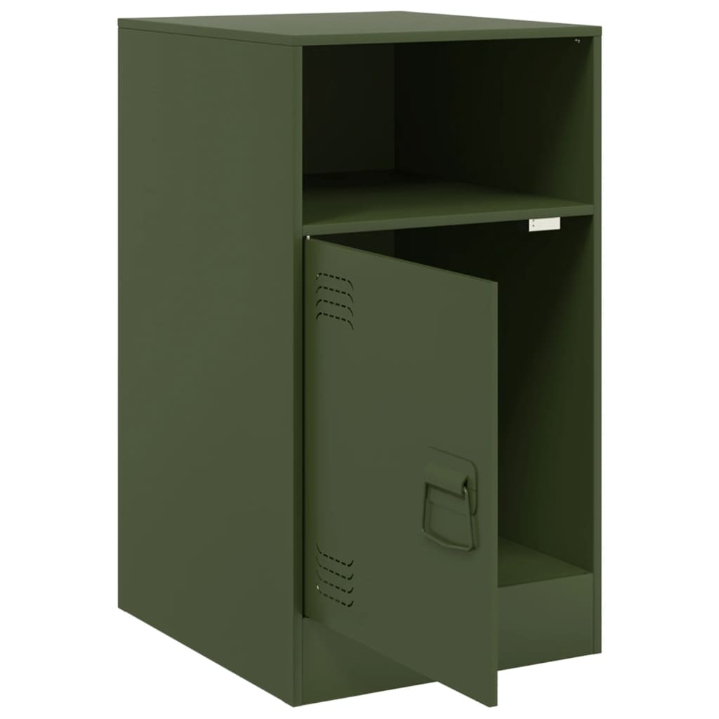 vidaXL Κομοδίνα 2 τεμ. Πράσινο Λαδί 34,5x39x62 εκ. από Χάλυβα