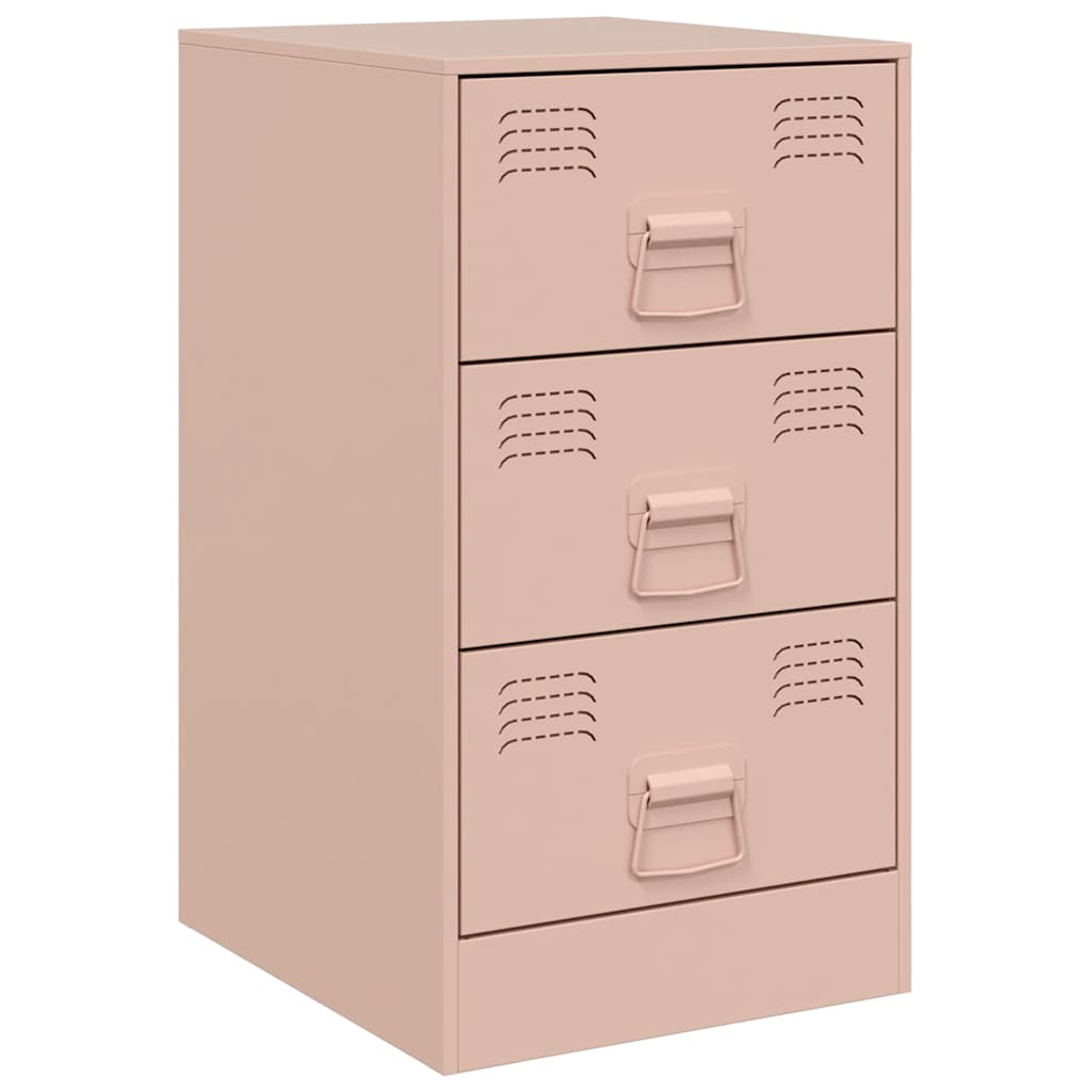 vidaXL Κομοδίνο Ροζ 34,5x39x62 εκ. από Χάλυβα