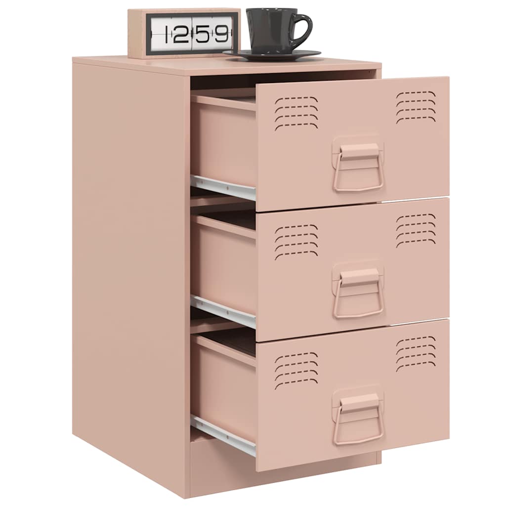 vidaXL Κομοδίνα 2 τεμ. Ροζ 34,5x39x62 εκ. από Χάλυβα