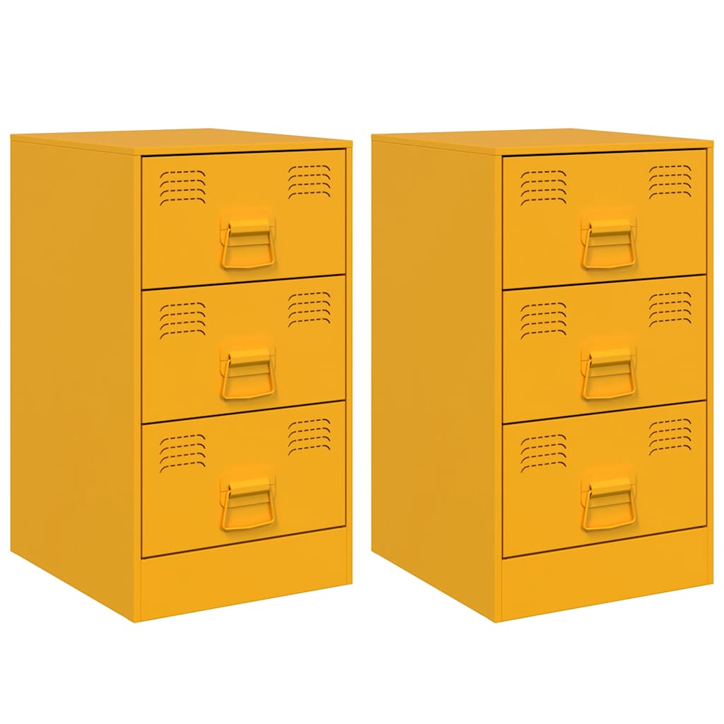 vidaXL Κομοδίνα 2 τεμ. Μουσταρδί 34,5x39x62 εκ. από Χάλυβα