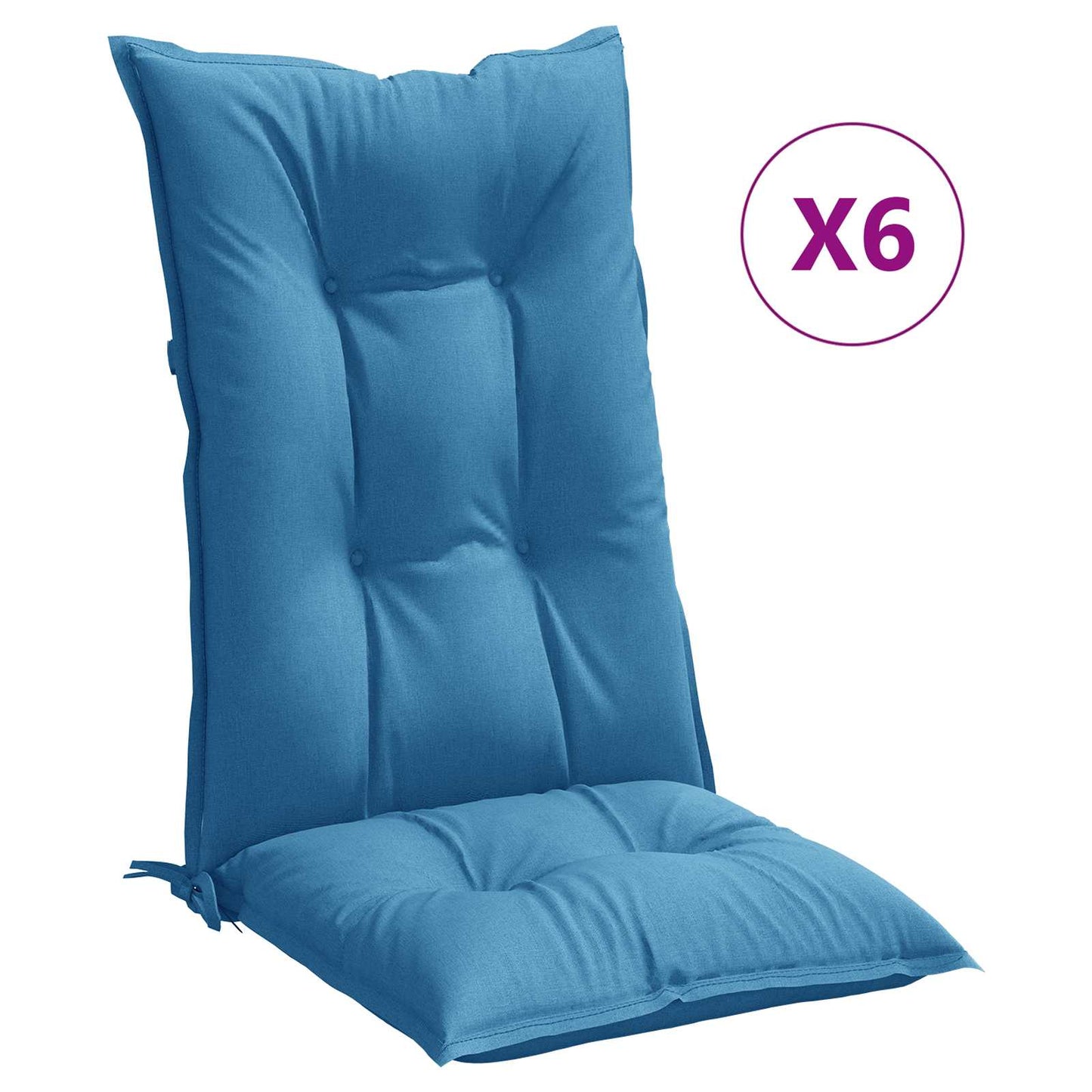 vidaXL Μαξιλάρια Καρέκλας με Πλάτη 6 τεμ. Μπλε 120x50x7 εκ. Ύφασμα