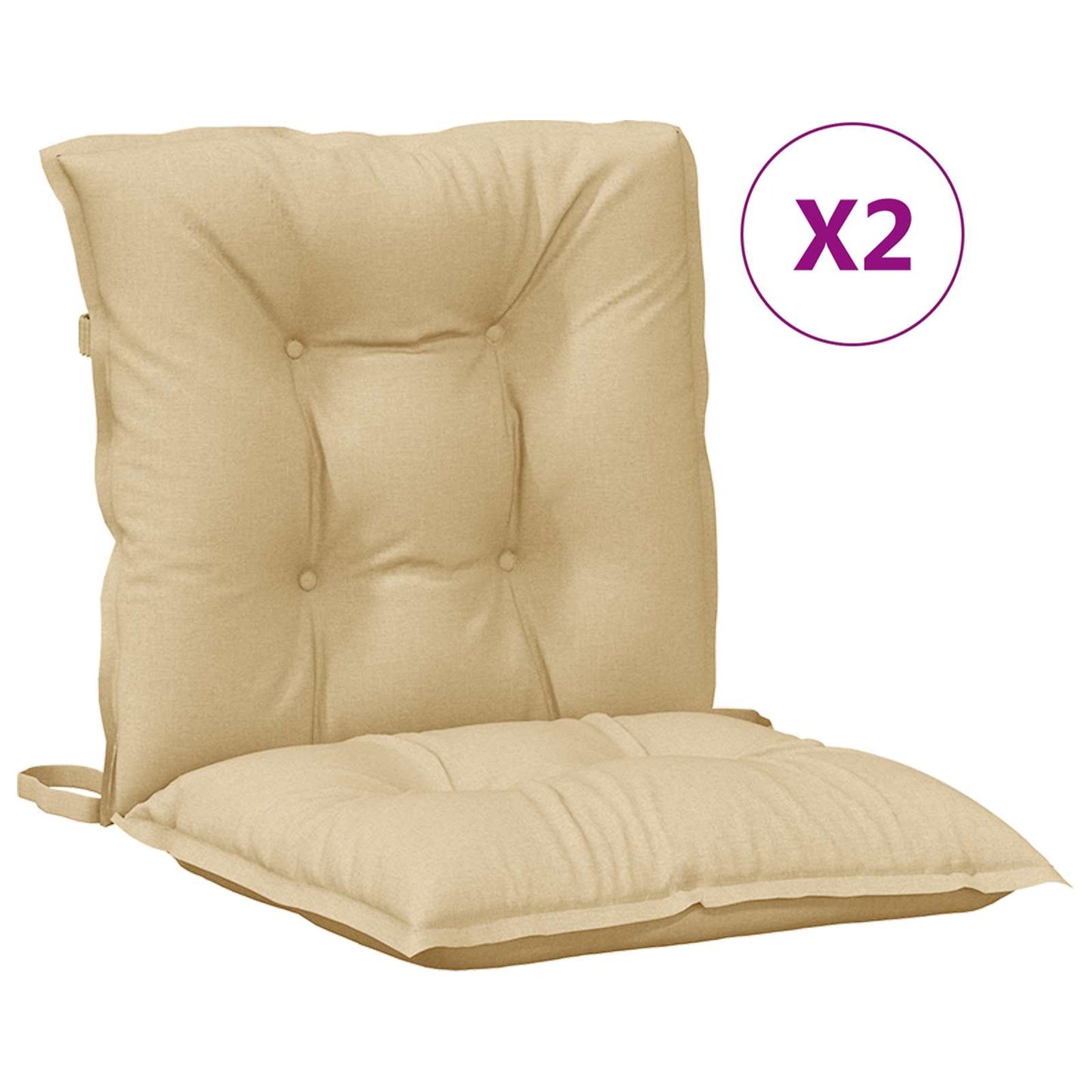 vidaXL Μαξιλάρια Καρέκλας με Πλάτη 2 τεμ. Μπεζ 100x50x7εκ. Ύφασμα