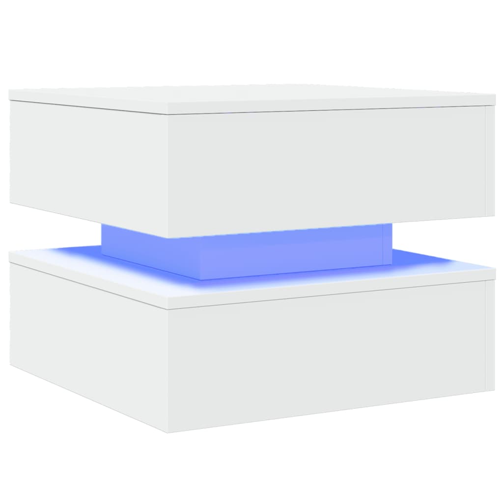 vidaXL Τραπεζάκι Σαλονιού με LED Λευκό 50 x 50 x 40 εκ.