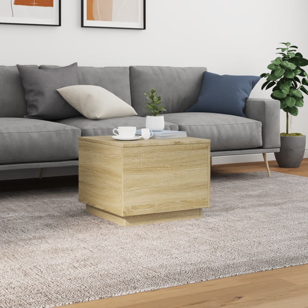vidaXL Τραπεζάκι Σαλονιού με LED Sonoma Δρυς 50x50x40 εκ.