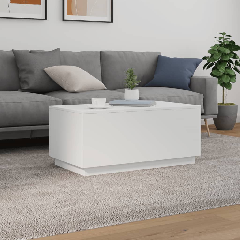 vidaXL Τραπεζάκι Σαλονιού με LED Λευκό 90 x 50 x 40 εκ.