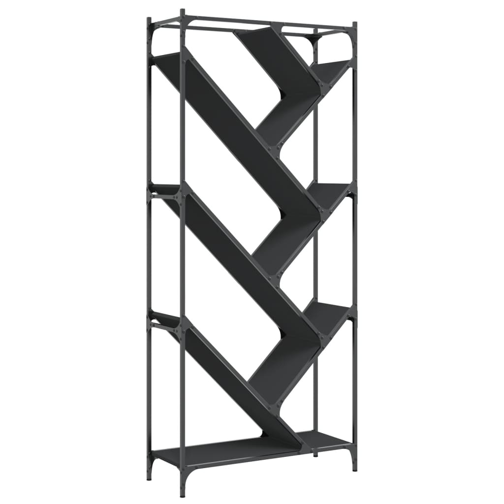 vidaXL Βιβλιοθήκη Μαύρη 79x30x180 εκ. Επεξεργασμένο Ξύλο & Μέταλλο