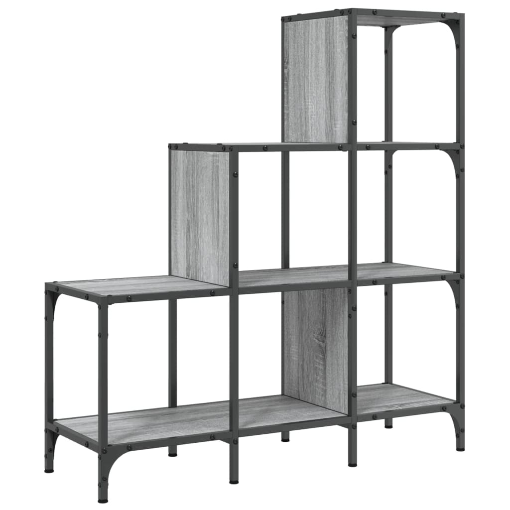 vidaXL Βιβλιοθήκη Γκρι Sonoma 92x30x102 εκ. Επεξεργ. Ξύλο & Μέταλλο