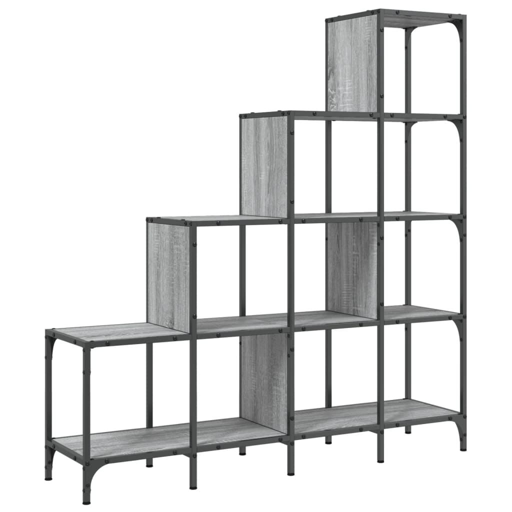 vidaXL Βιβλιοθήκη Γκρι Sonoma 122x30x132 εκ. Επεξεργ. Ξύλο & Μέταλλο