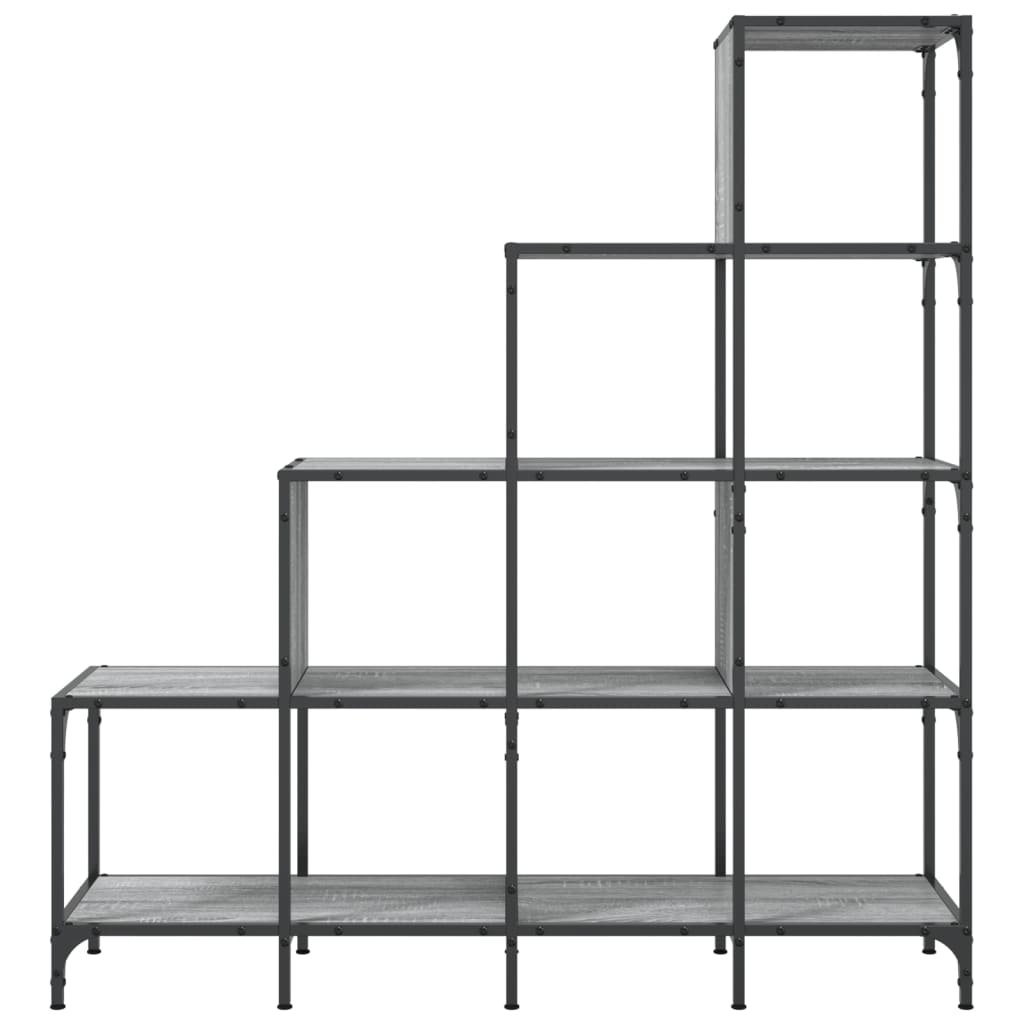 vidaXL Βιβλιοθήκη Γκρι Sonoma 122x30x132 εκ. Επεξεργ. Ξύλο & Μέταλλο