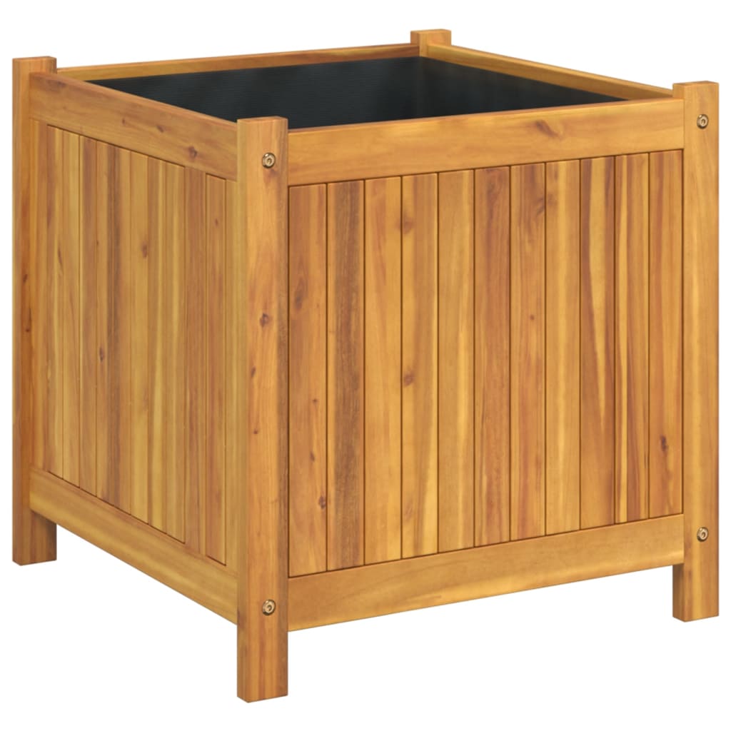 vidaXL Ζαρντινιέρα Κήπου με Επένδυση 50x50x50 εκ. Μασίφ Ξύλο Ακακίας