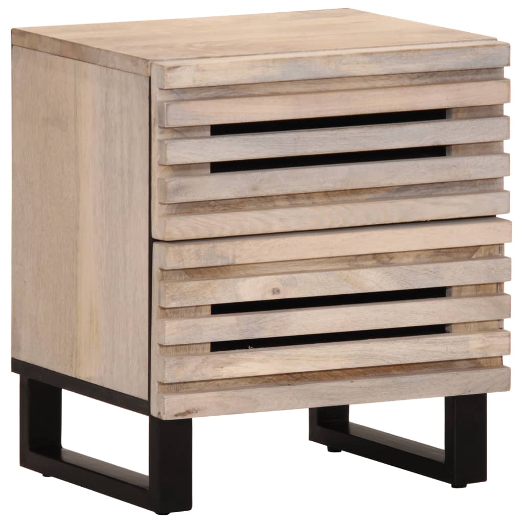 vidaXL Κομοδίνο 40 x 34 x 46 εκ. από Μασίφ Ξεβαμμένο Ξύλο Μάνγκο