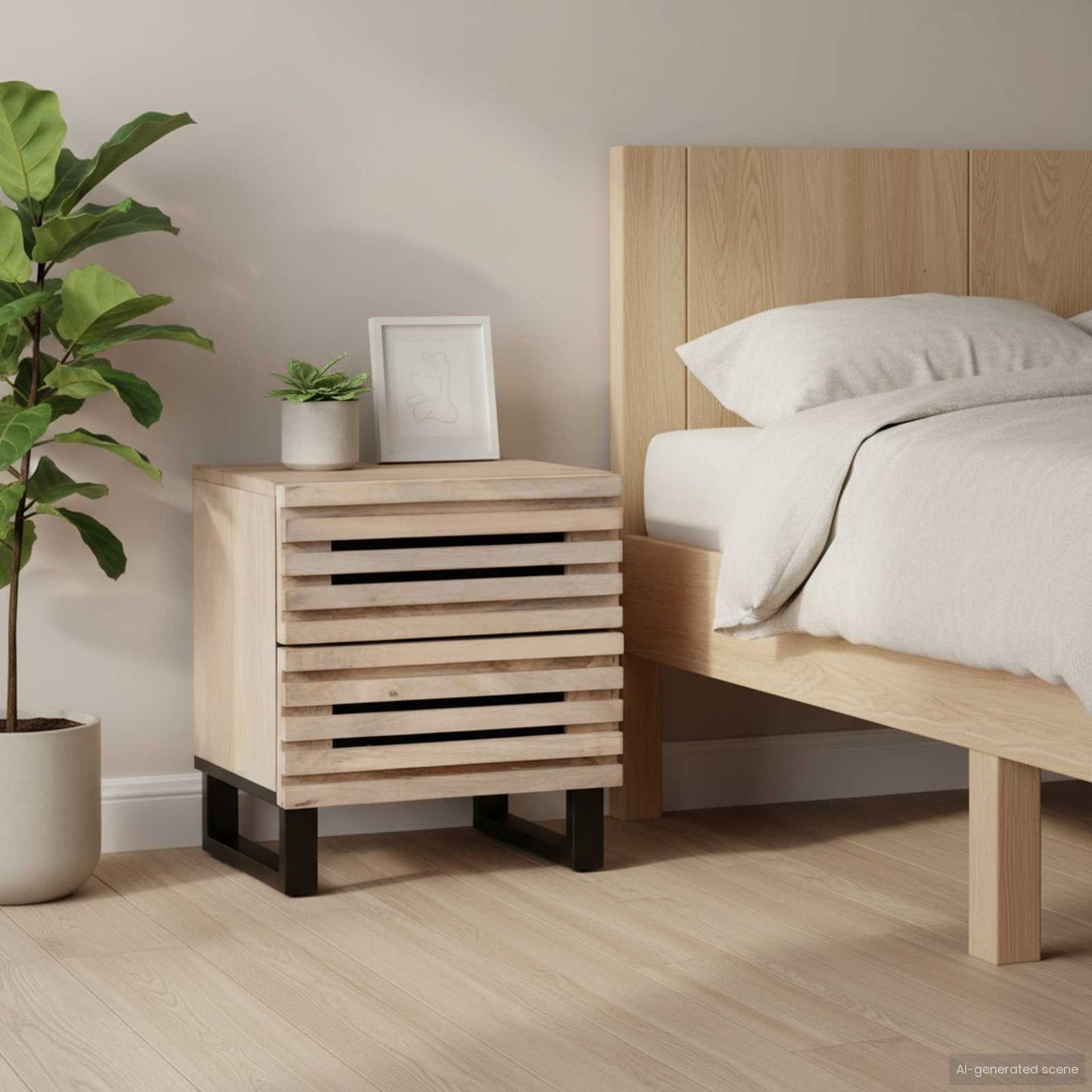 vidaXL Κομοδίνο 40 x 34 x 46 εκ. από Μασίφ Ξεβαμμένο Ξύλο Μάνγκο