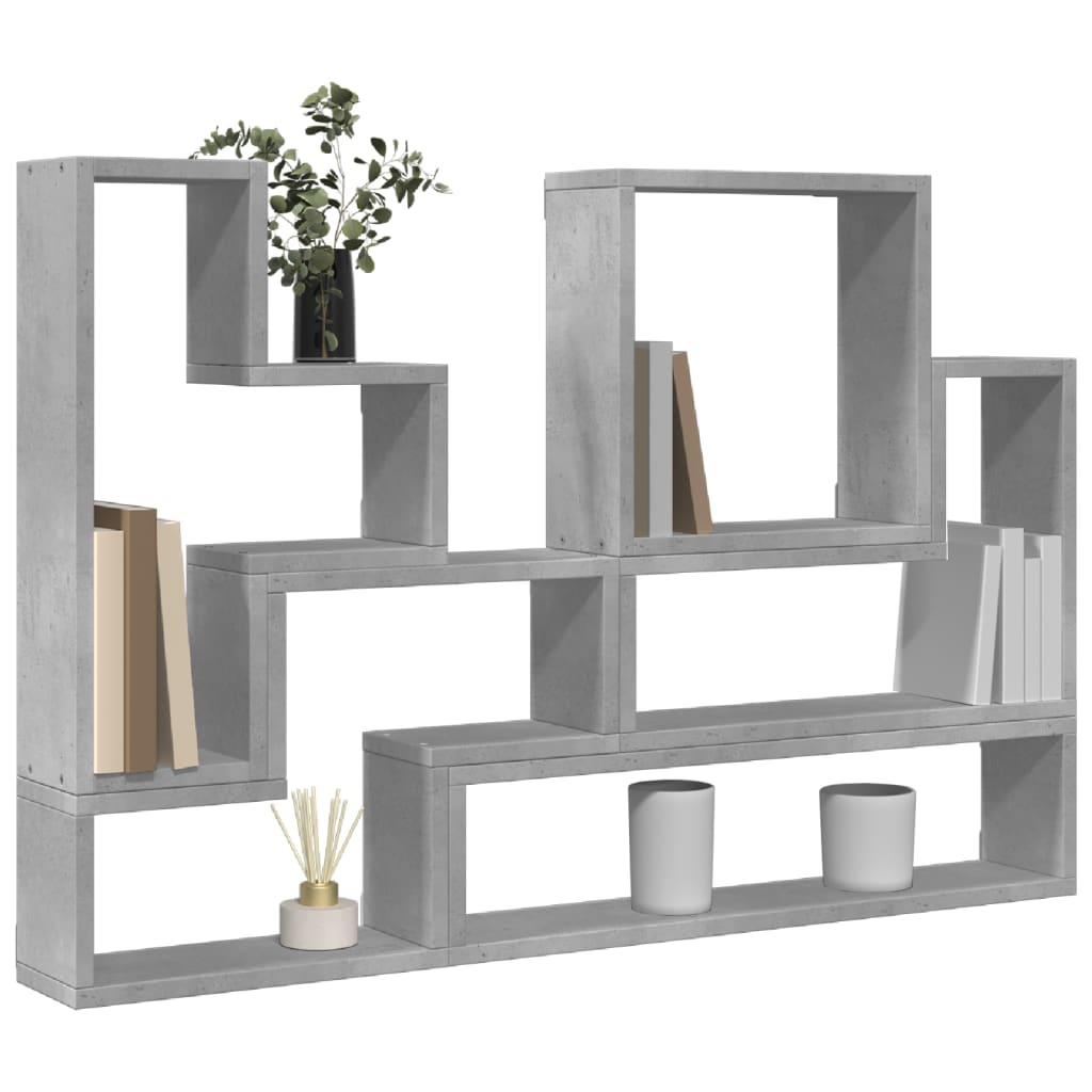 vidaXL Ραφιέρα Τοίχου Γκρι Σκυροδέματος 96x12x64 εκ. από Επεξ. Ξύλο