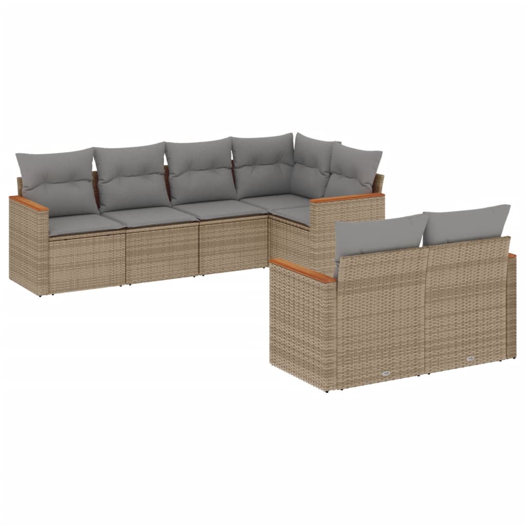 vidaXL Patio Sofa Set 7-θέσια Μικτό μπεζ