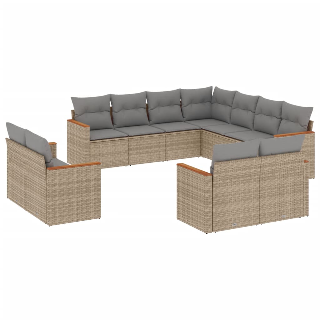 vidaXL Patio Sofa Set 11-θέσια Μικτό μπεζ