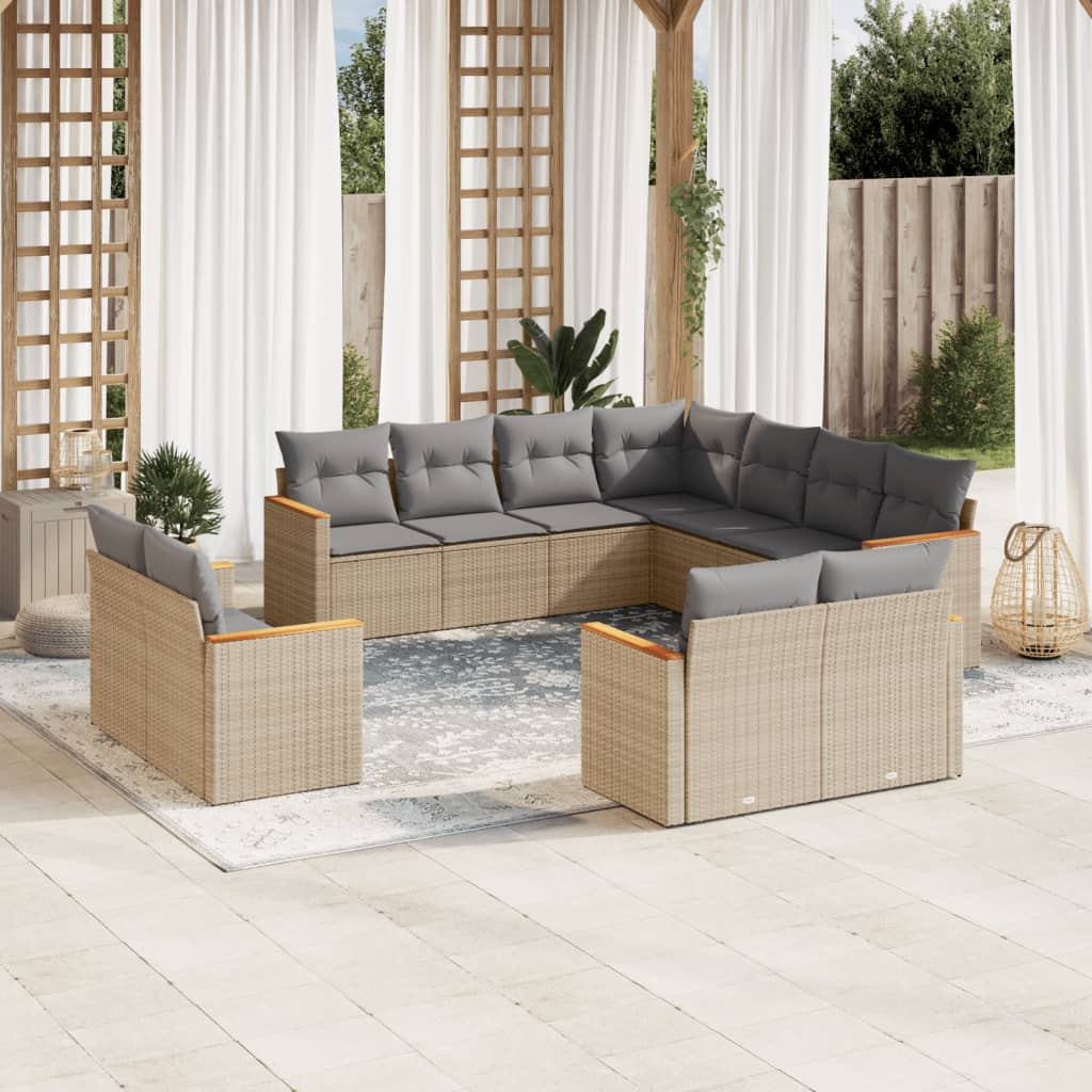 vidaXL Patio Sofa Set 11-θέσια Μικτό μπεζ