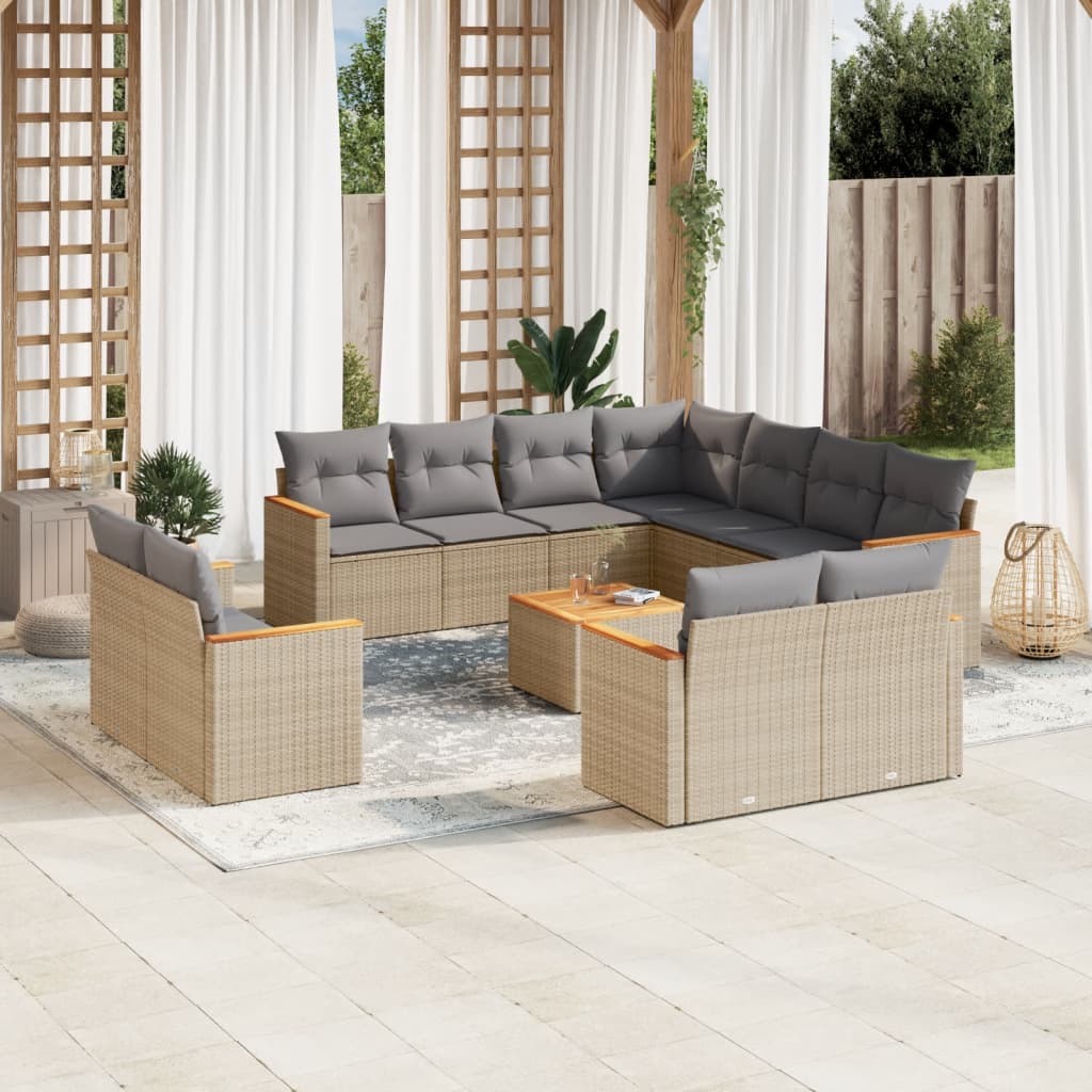 vidaXL Patio Sofa Set 11-θέσια Μικτό μπεζ