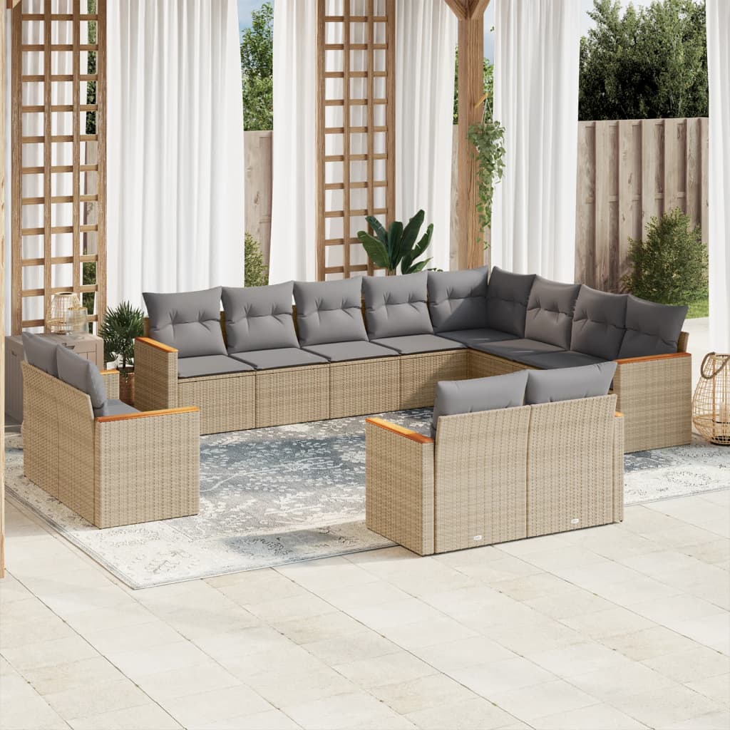 vidaXL Patio Sofa Set 12-θέσια Μικτό μπεζ