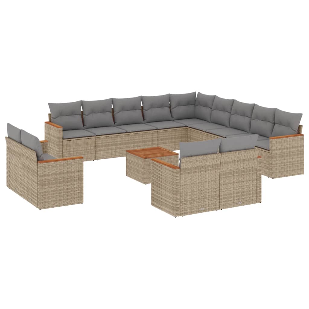 vidaXL Patio Sofa Set 6-θέσια Μικτό μπεζ