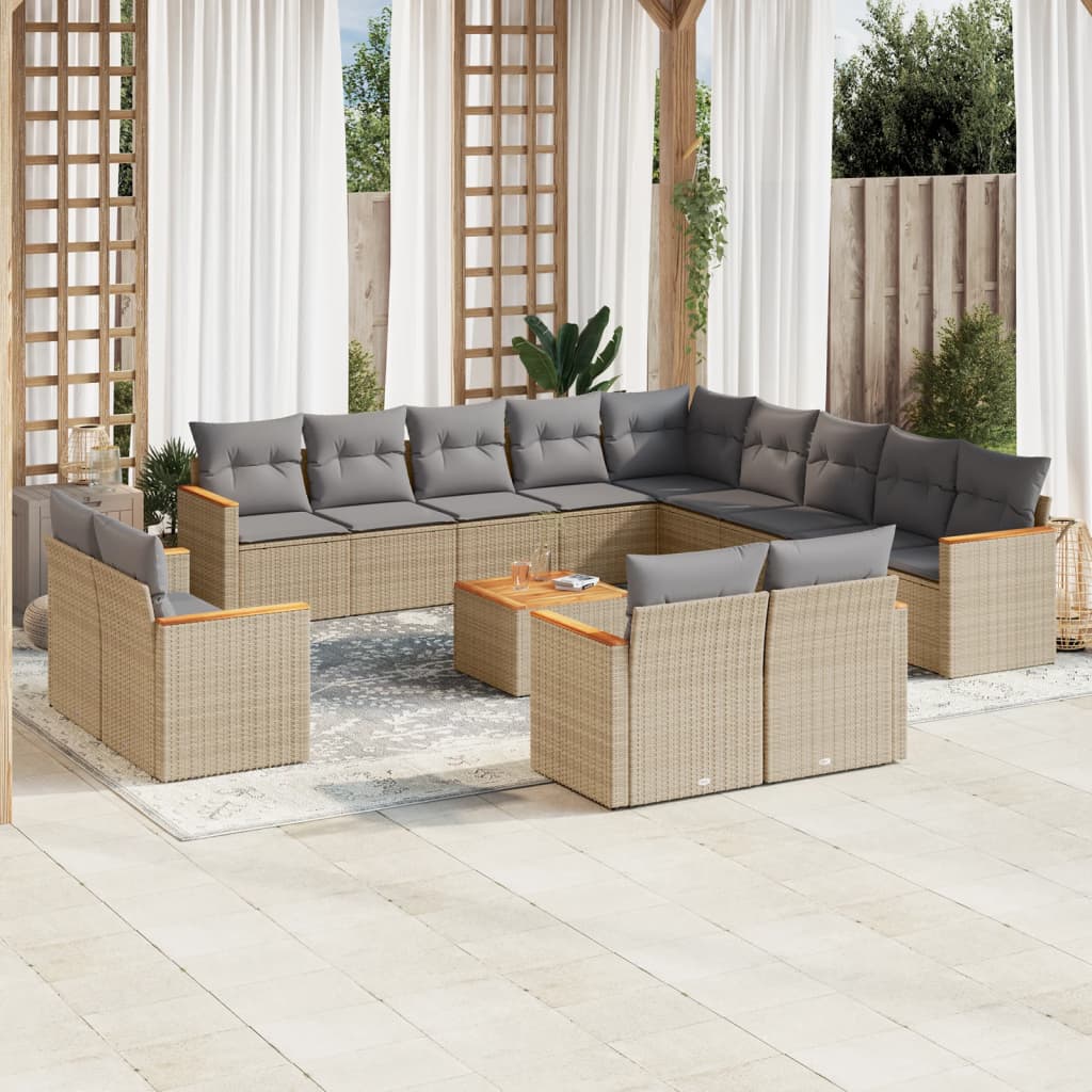 vidaXL Patio Sofa Set 6-θέσια Μικτό μπεζ